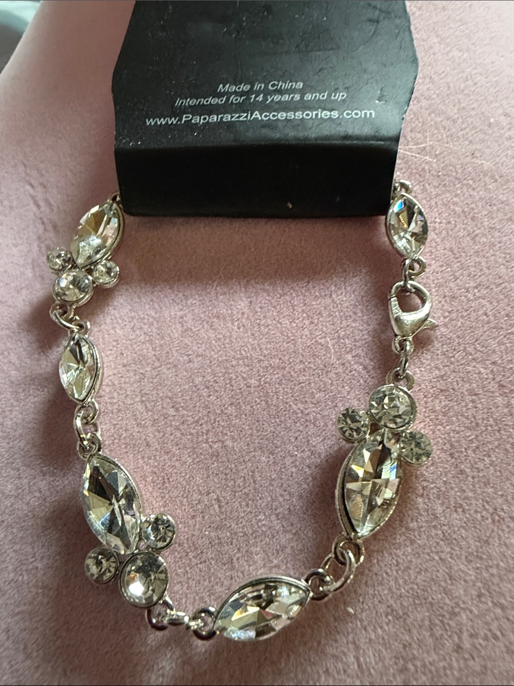 paparazzi Silver Tone Clear Crystal Marquise Link 6” Bracelet, (J0295)